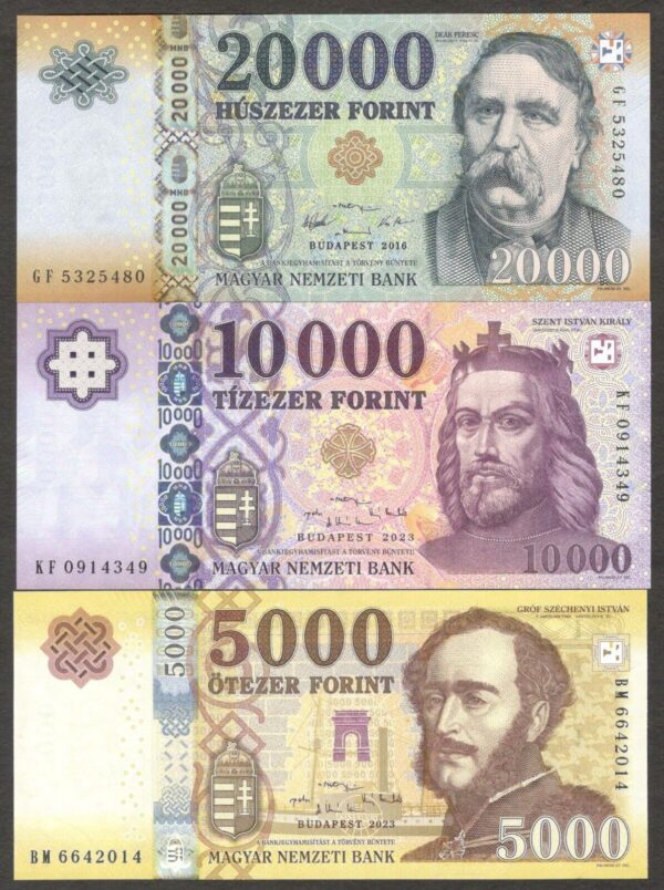 Full Set 6 Pcs Hungary 500 1000 2000 5000 10000 20000 P-202 - 207 Rndom Year UNC - Image 3