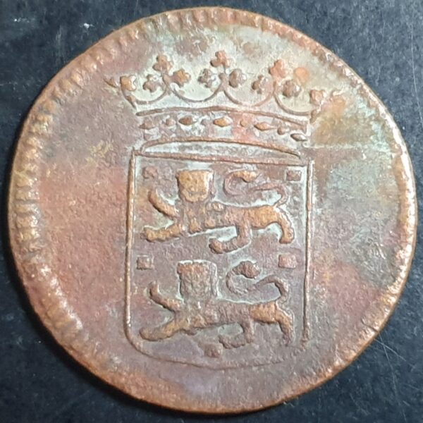 Netherlands East Indies VOC West Friesland Indonesia 1 One Duit 1734 Fine