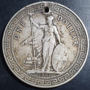 Great Britain Hong Kong 1 One Trade Dollar 1901 B Bombay Mint Ex Jewelry