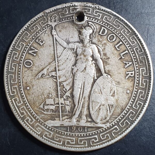 Great Britain Hong Kong 1 One Trade Dollar 1901 B Bombay Mint Ex Jewelry