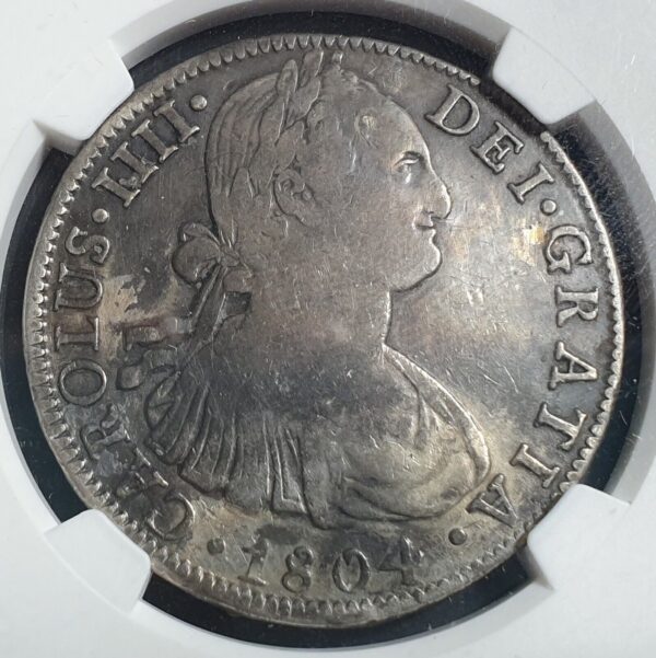 Mexico Spanish Colonial 8 Reales Carol Carolus IIII 1804 Mo TH NGC VF Details