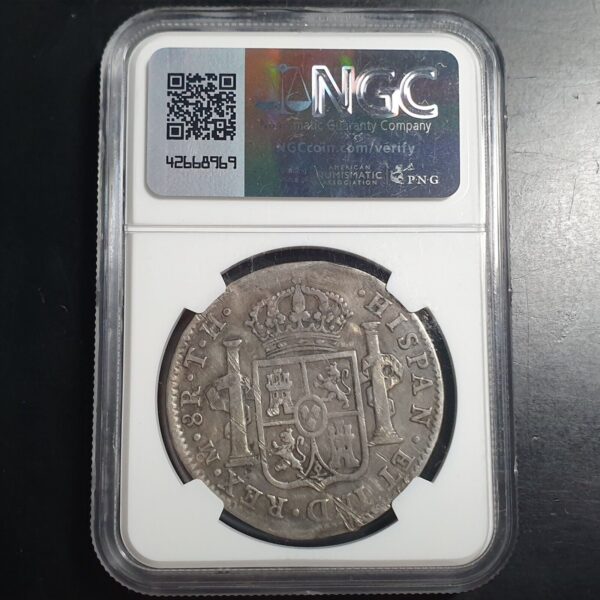 Mexico Spanish Colonial 8 Reales Carol Carolus IIII 1804 Mo TH NGC VF Details - Image 4