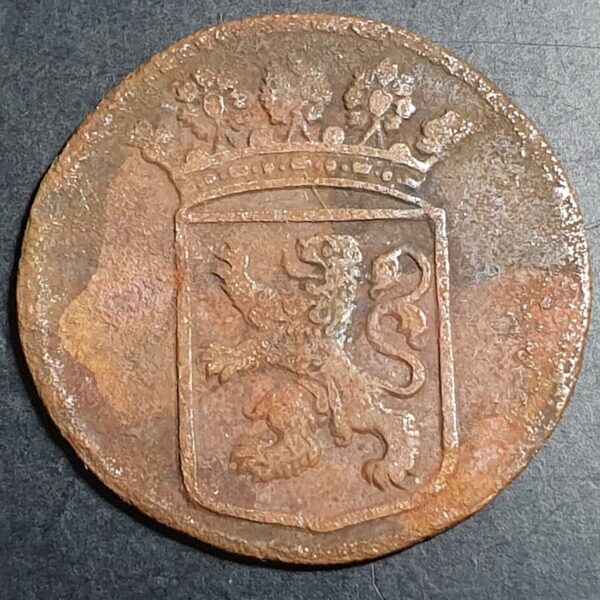 Netherlands East Indies VOC Holland Indonesia 1 One Duit 1730 Rosette Mintmark - Image 2