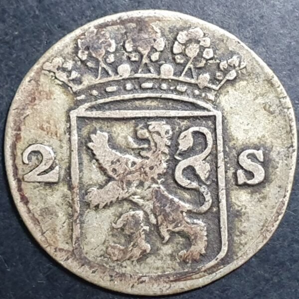 Provincial Dutch Netherlands Holland Hollandia 2 Stuiver 1755 Silver VF - Image 2