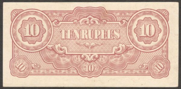 Japanese Occupation Burma Myanmar 10 Rupees 1942 UNC- - Image 2