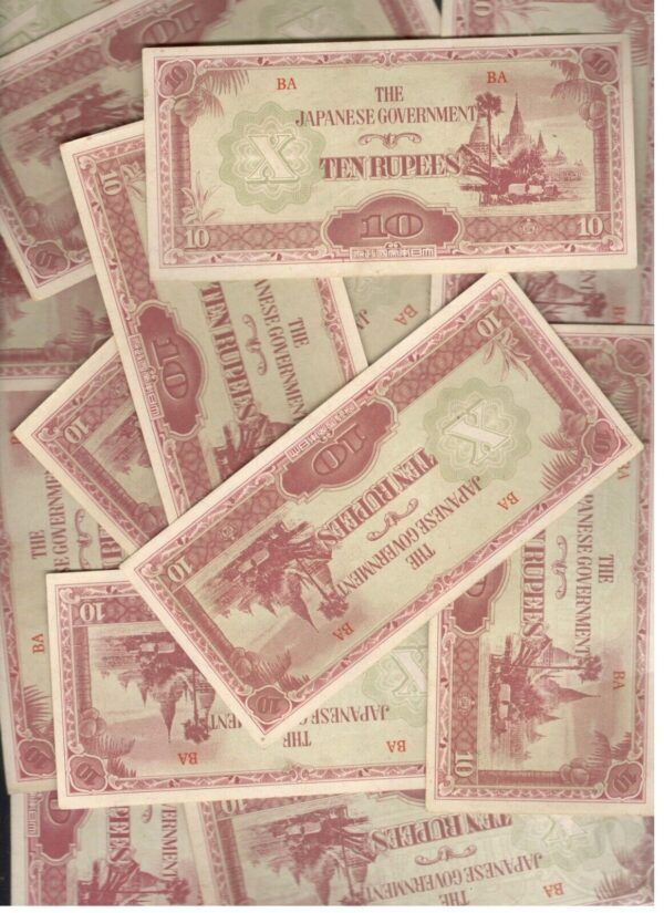 Japanese Occupation Burma Myanmar 10 Rupees 1942 UNC- - Image 3