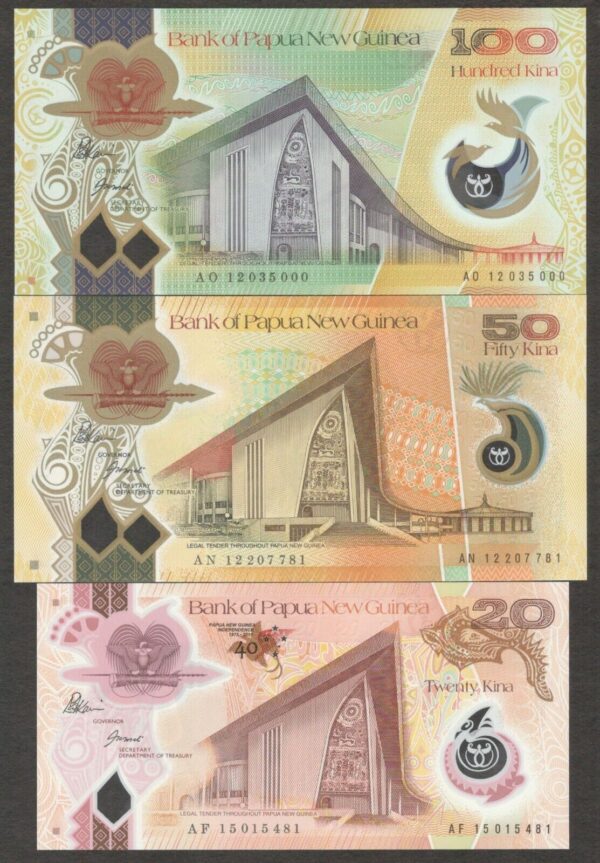 Full Set 6 Pcs Papua New Guinea 2 5 10 20 50 100 Kina Polymer 2012 - 2016 GEMUNC - Image 3
