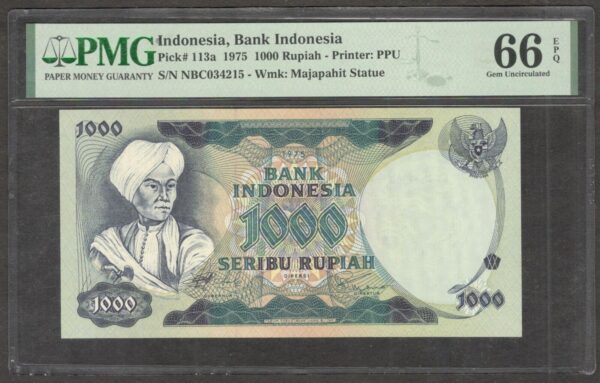 Indonesia 1000 1,000 Rupiah Prince Diponegoro P-113a 1975 PMG 66 EPQ GEM UNC