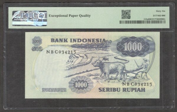 Indonesia 1000 1,000 Rupiah Prince Diponegoro P-113a 1975 PMG 66 EPQ GEM UNC - Image 2