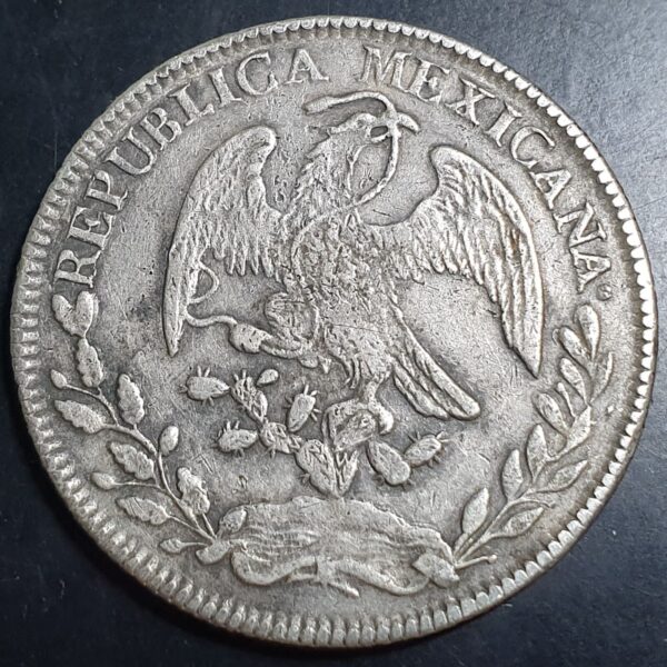 Mexico First Republic 8 Reales 1856 Zs MO Zacatecas Mint VF - Image 2