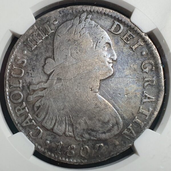 Mexico Spanish Colonial 8 Reales Carol Carolus IIII 1807 Mo TH NGC Fine Details