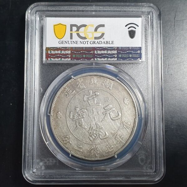 Hupeh Province China 1 Dollar Dragon Incused Swirl 1909-11 PCGS XF Detail - Image 4