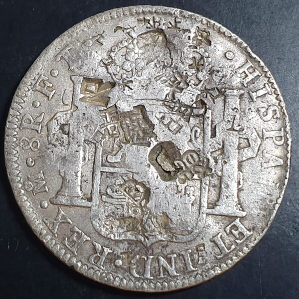 Mexico Spanish Colonial 8 Reales Carol Carolus IIII 1801 Mo FT Chinese Chopmark - Image 2