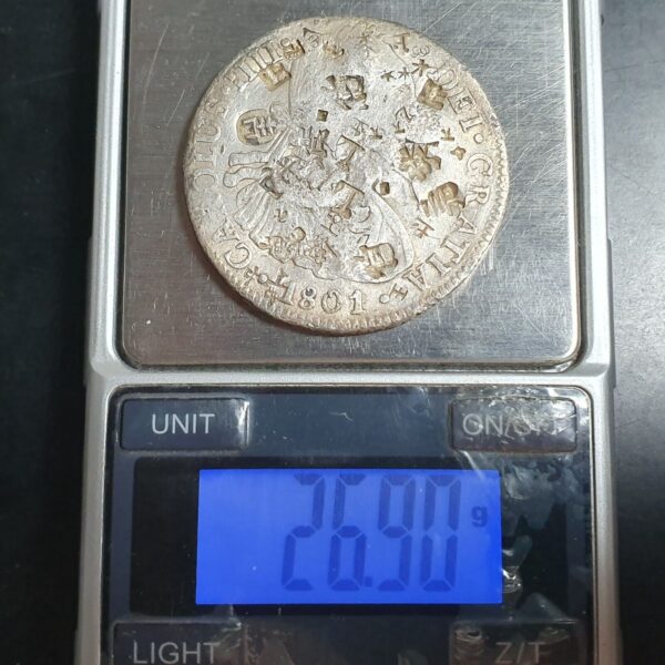 Mexico Spanish Colonial 8 Reales Carol Carolus IIII 1801 Mo FT Chinese Chopmark - Image 4