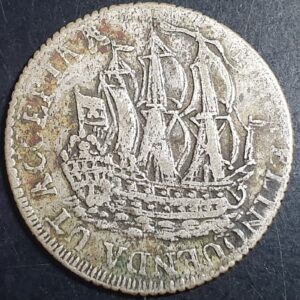 Netherlands 6 Stuiver Scheepjesschelling Zeeland Zeelandia 1779 Silver VF