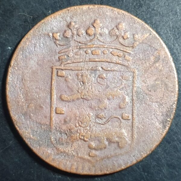 Netherlands East Indies VOC West Friesland Indonesia 1 One Duit 1751 Fine - Image 2