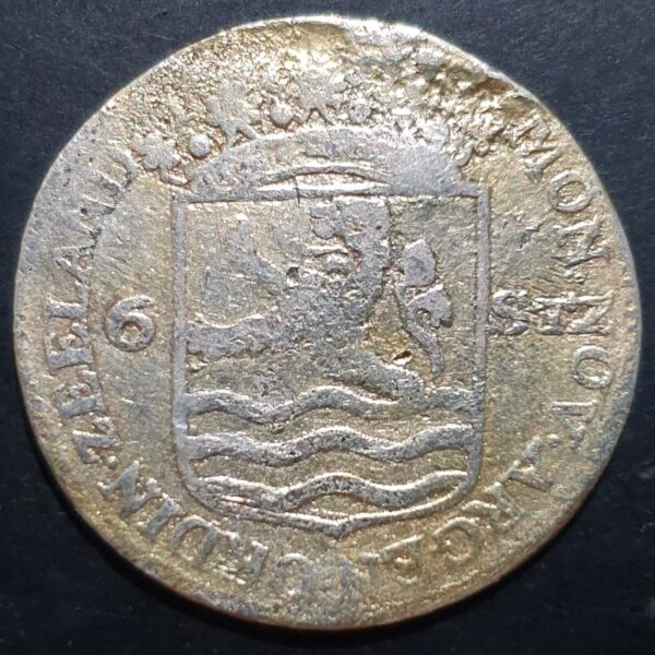 Netherlands 6 Stuiver Scheepjesschelling Zeeland Zeelandia 17XX Silver