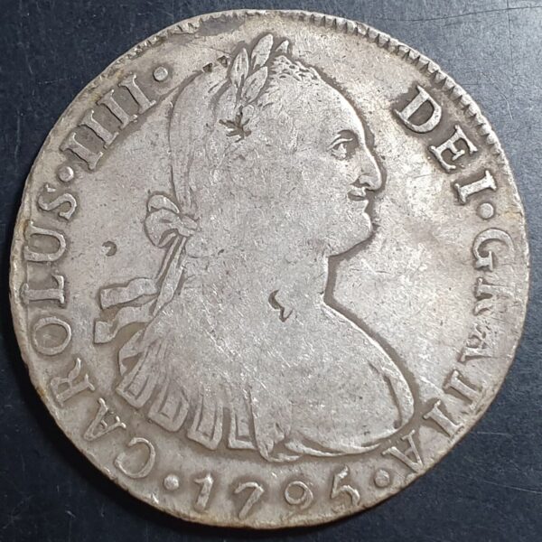 Peru Spanish Colonial 8 Reales Carol Carolus IIII 1795 LME IJ Lima Mint