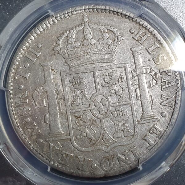 RARE Assayer Mexico Colonial 8 Reales Ferdinand VII 1810 Mo TH PCGS XF Details - Image 2