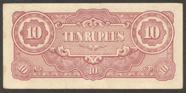 Japanese Occupation Burma Myanmar 10 Rupees 1942 VF+ to XF - Image 2