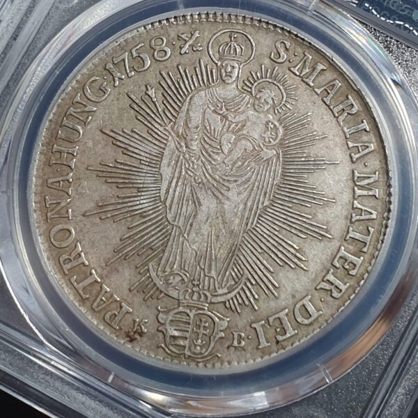 Austria 1 Thaler Taler Maria Theresia 1758 .X. Javanese Script PCGS VF - Image 4