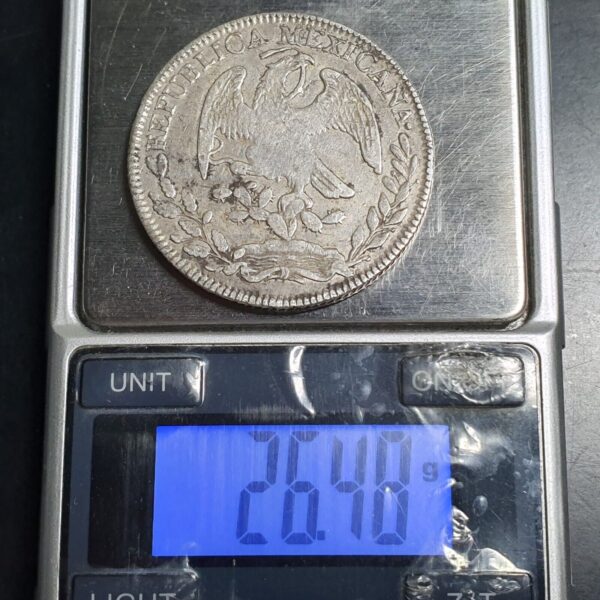 Mexico First Republic 8 Reales 1853 Zs OM Zacatecas Mint VF - Image 4
