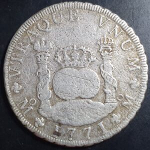 Mexico Spanish Colonial 8 Reales Two Pillar Carol Carolus III 1771 Mo FM