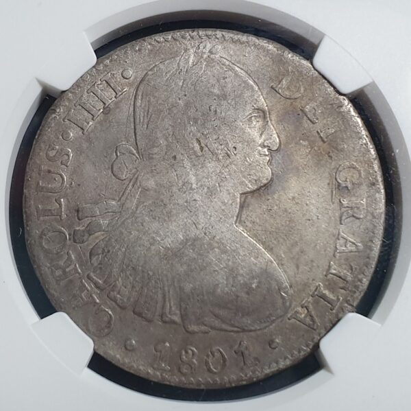Mexico Spanish Colonial 8 Reales Carol Carolus IIII 1801 Mo FT NGC VF Details