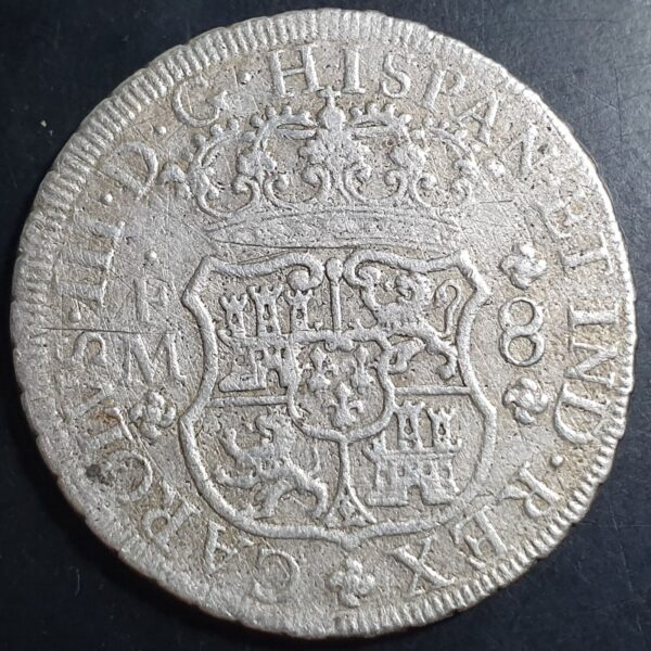 Mexico Spanish Colonial 8 Reales Two Pillar Carol Carolus III 1771 Mo FM - Image 2