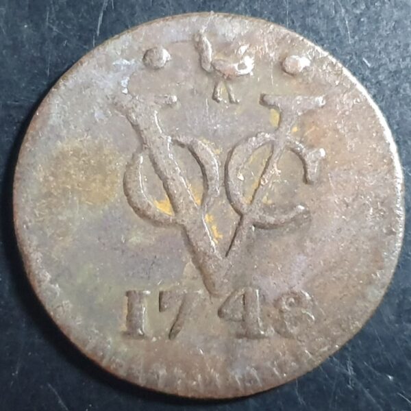 Netherlands East Indies VOC West Friesland Indonesia 1 One Duit 1748 Fine