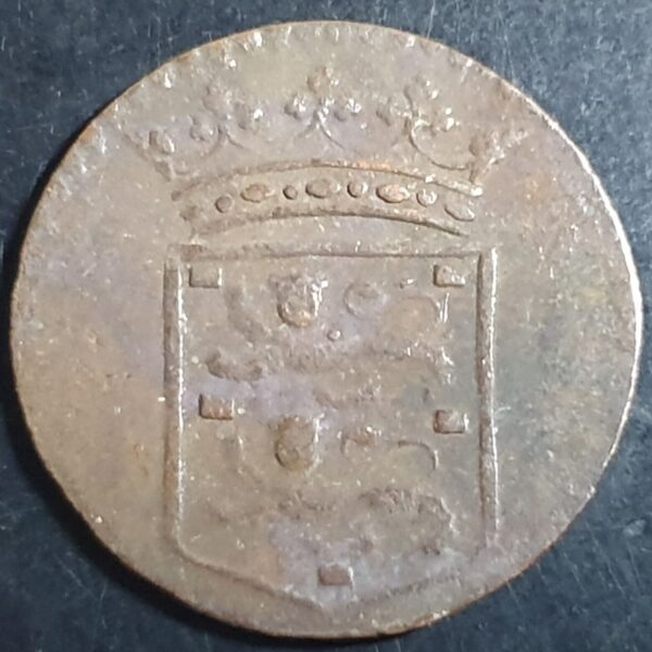 Netherlands East Indies VOC West Friesland Indonesia 1 One Duit 1748 Fine - Image 2