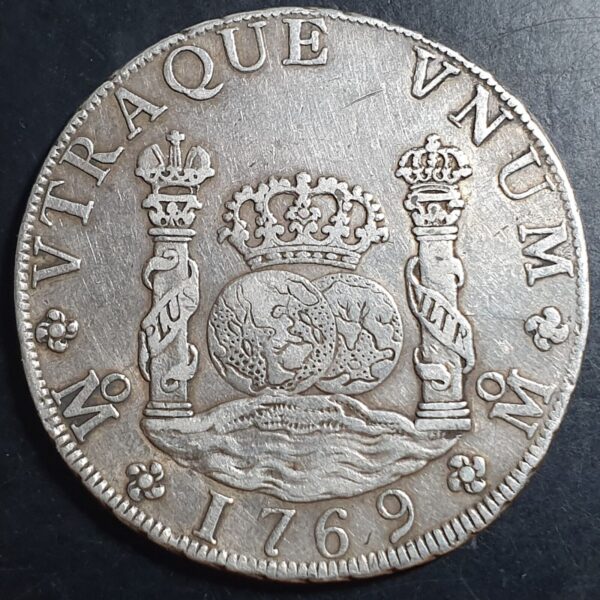Mexico Spanish Colonial 8 Reales Two Pillar Carolus III 1769 Mo MF Mexico Mint