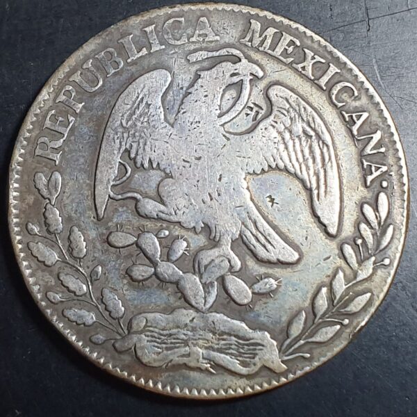 Mexico Second Republic 8 Reales 1869 Zs TH Zacatecas Mint - Image 2