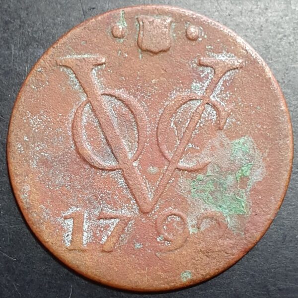 Netherlands East Indies VOC Utrecht Indonesia 1 One Duit 1792 VF Nice Grade