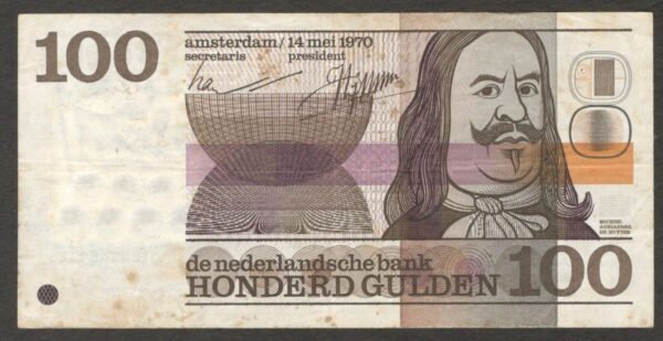 Netherlands 100 Gulden Michael de Ruyter 1970 XF No Tear Crisp Thick Paper