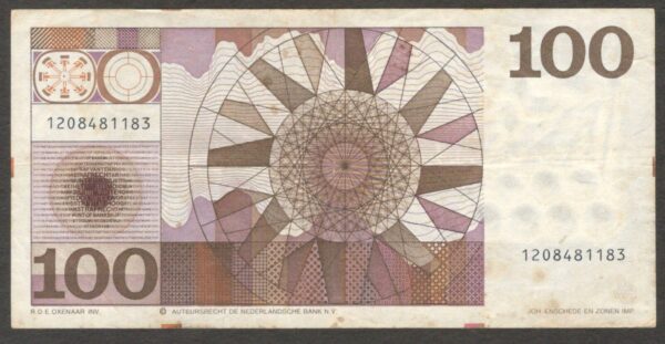 Netherlands 100 Gulden Michael de Ruyter 1970 XF No Tear Crisp Thick Paper - Image 2