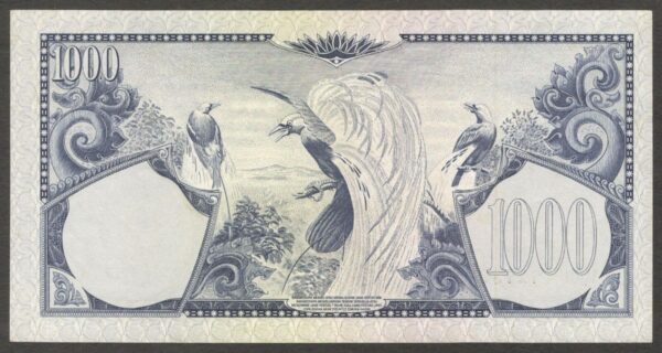 Indonesia 1,000 1000 Rupiah 2 Letter Without Printer's Name P-71b 1959 UNC- - Image 2