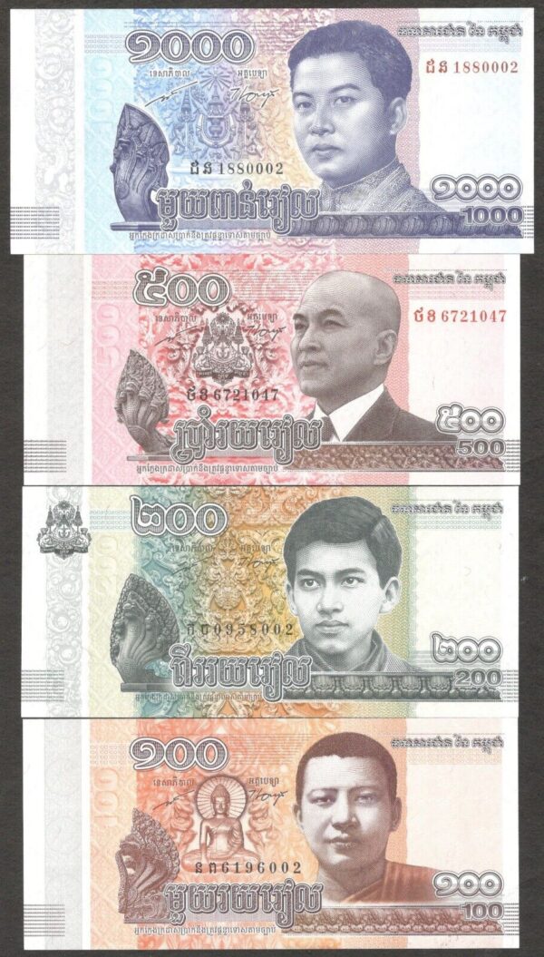 Set 8 Pcs Cambodia 100 200 500 1000 2000 5000 10K 20K Riels P65-70 2014-2022 UNC - Image 3