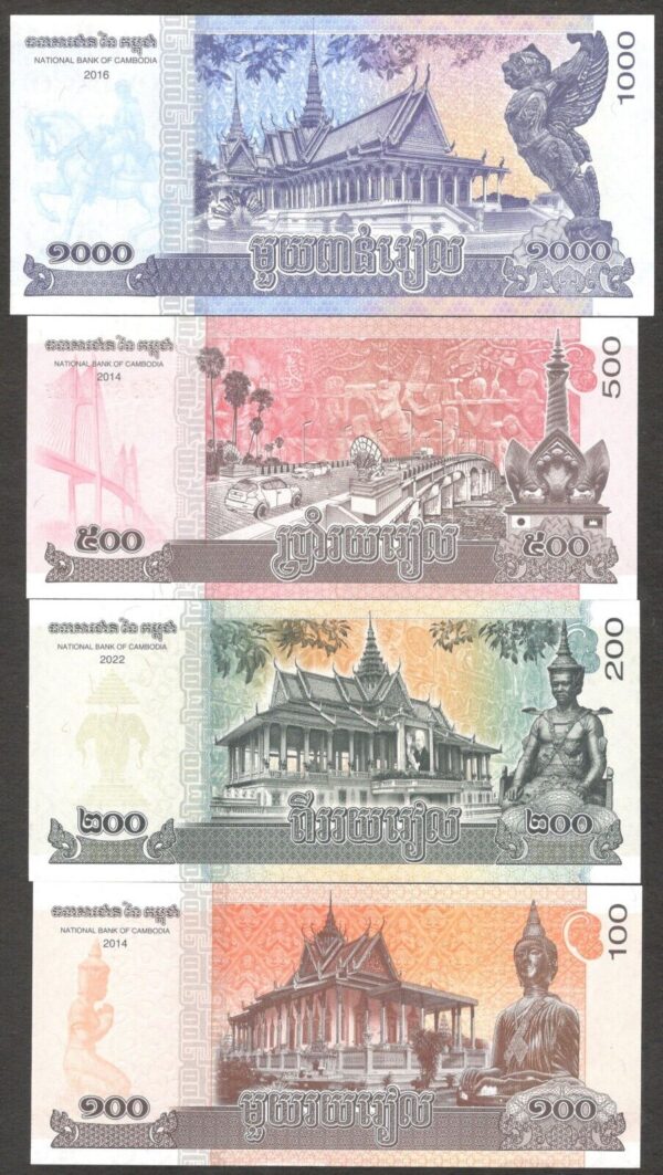 Set 8 Pcs Cambodia 100 200 500 1000 2000 5000 10K 20K Riels P65-70 2014-2022 UNC - Image 4