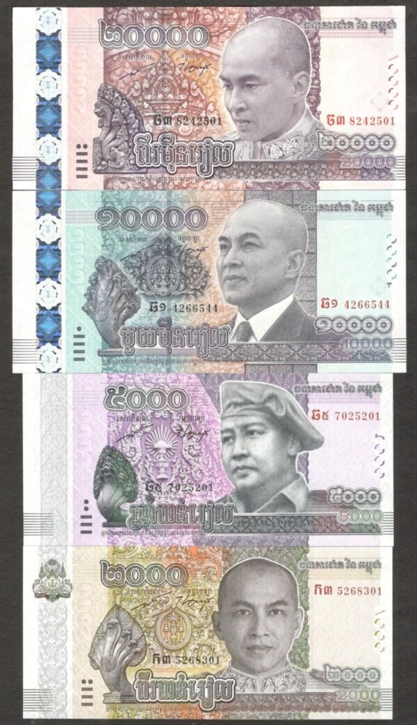 Set 8 Pcs Cambodia 100 200 500 1000 2000 5000 10K 20K Riels P65-70 2014-2022 UNC - Image 5