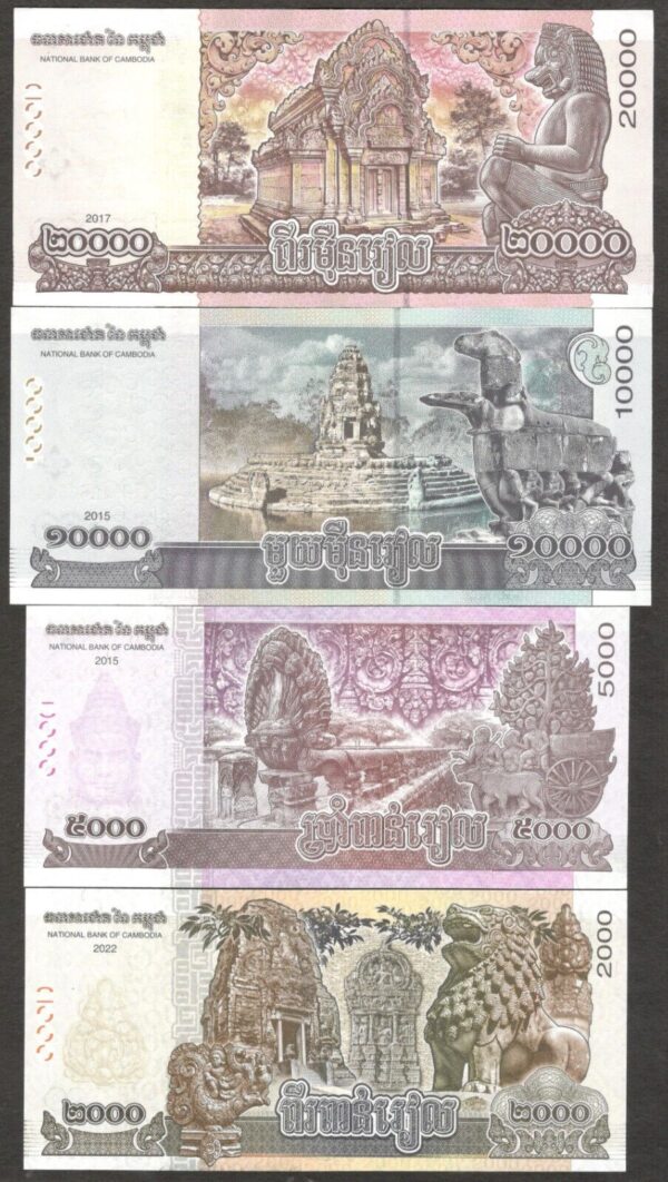 Set 8 Pcs Cambodia 100 200 500 1000 2000 5000 10K 20K Riels P65-70 2014-2022 UNC - Image 6