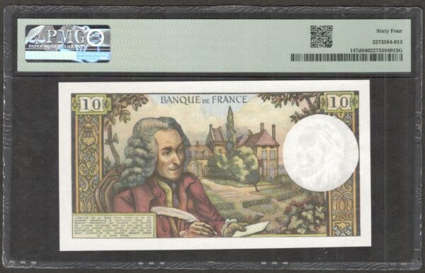 France 10 Francs Voltaire Pick-147d 1972 PMG 64 CH UNC - Image 2