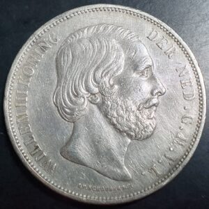 Netherlands 2 1/2 2.5 Gulden Willem William III 1866 XF Cleaned