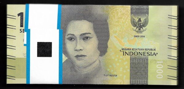 Lot 100 Pcs 1 Bundle Indonesia 1,000 1000 Rupiah 2016 - 2020 UNC