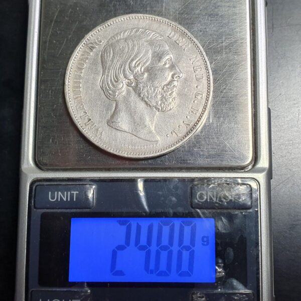 Netherlands 2 1/2 2.5 Gulden Willem William III 1866 XF Cleaned - Image 3