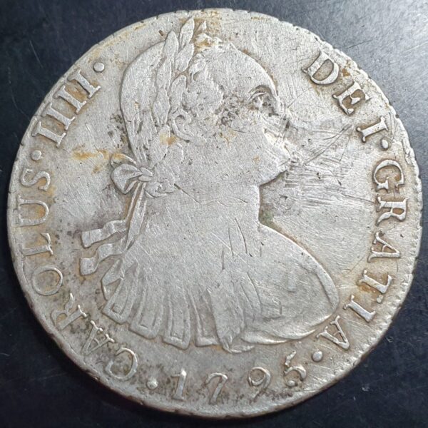 Peru  Spanish Colonial 8 Reales Carol Carolus IIII 1795 LME IJ Lima Mint - Image 2