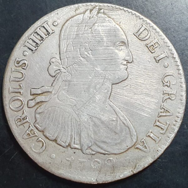 Mexico Spanish Colonial 8 Reales Carol Carolus IIII 1799 Mo FM Mexico City Mint - Image 2
