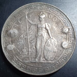 Great Britain Hong Kong 1 One Trade Dollar 1897 VF Ex Belt