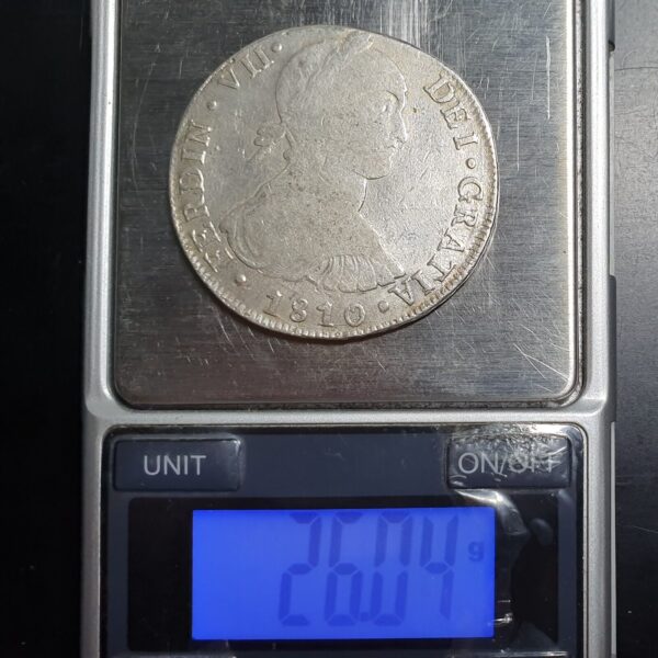 Peru Spanish Colonial 8 Reales Imaginary Bust Ferdinand VII 1810 Lima Mint Rare - Image 4
