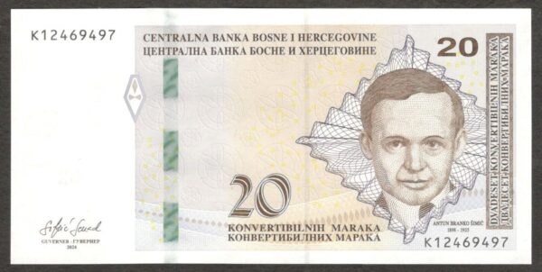 Bosnia Herzegovina 20 Convertible Maraka Antun Branko Simic P-82 2024 UNC NEW
